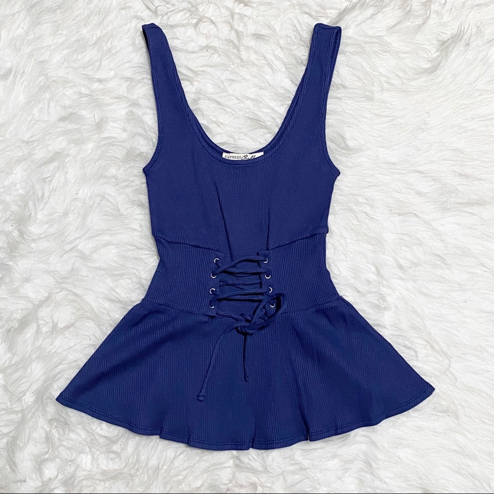 EXPRESS Blue Ribbed Tank Top